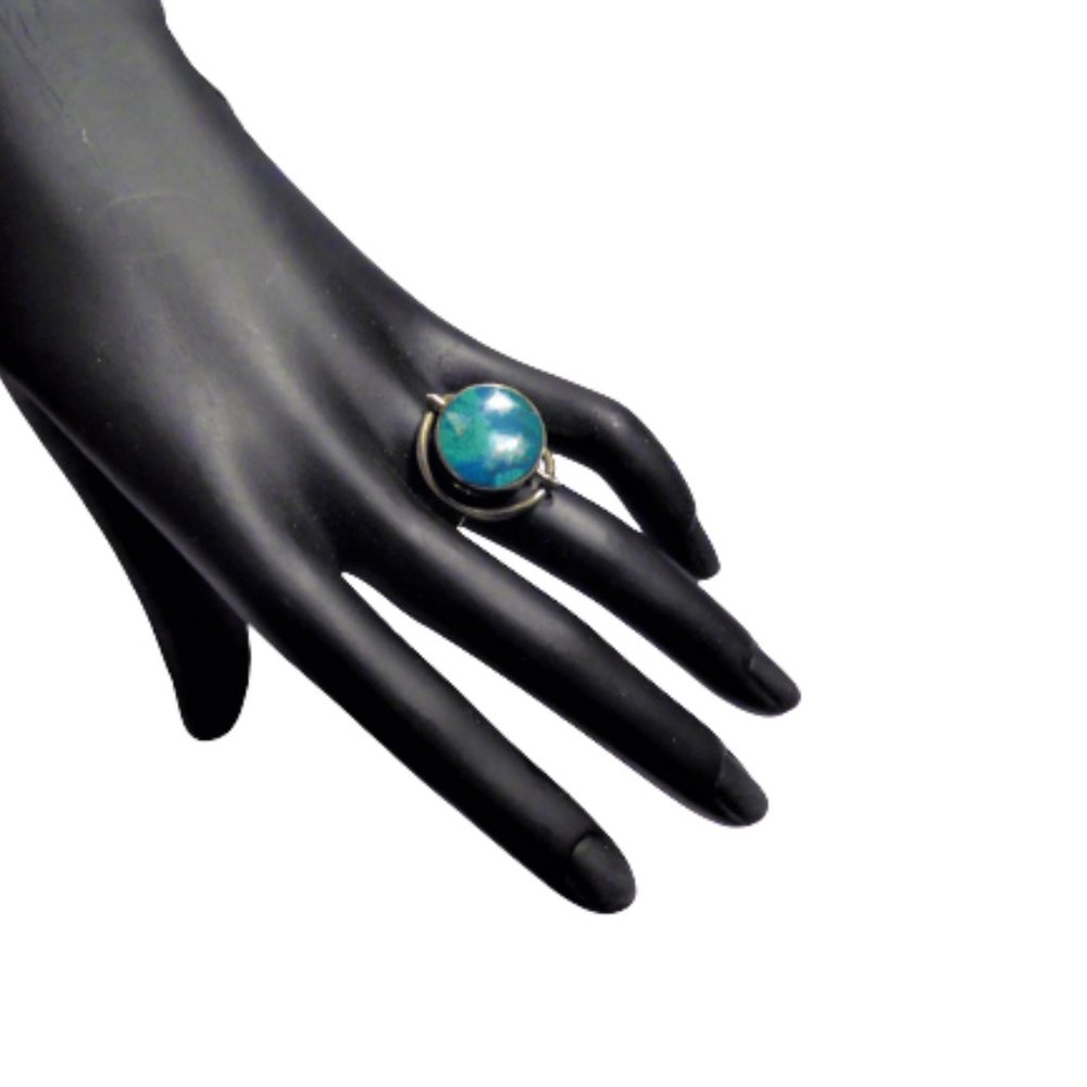Chrysocolla and Mother f Pearl Adjustable Ring